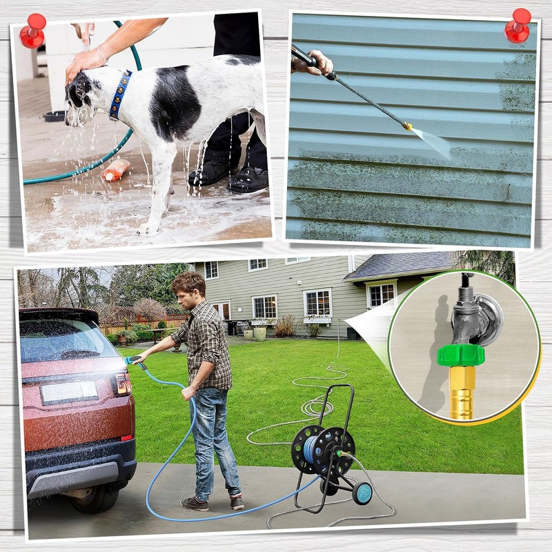 Beeplove Garden Hose with Female to Female Connector - 50ft Metal Leakproof Leader Hose for Reel, Heavy Duty 304 Stainless Steel Flexible Water Pipe for Outdoor Garden Watering Car Pet Cleaning - Image 5